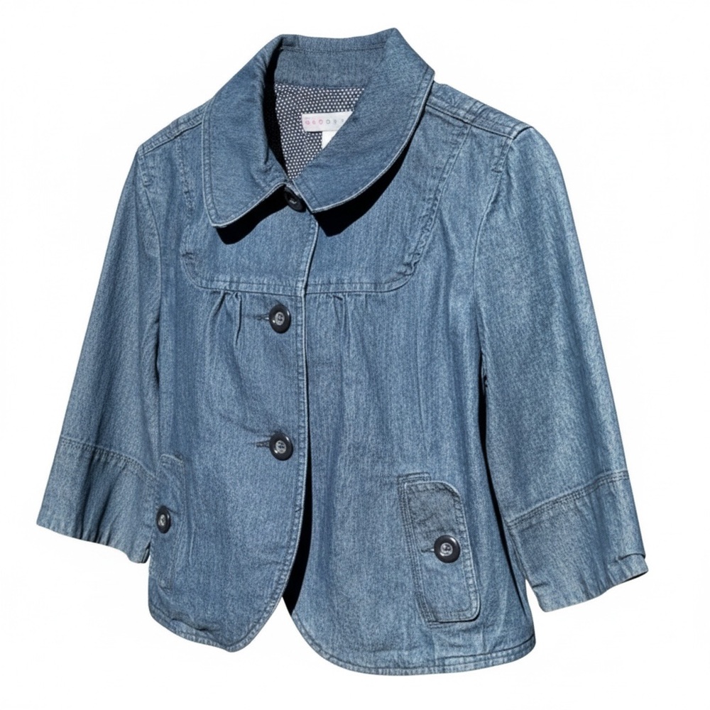 Mad Design Polka Dot Lined Denim Jacket Size PM Petite‎ Medium